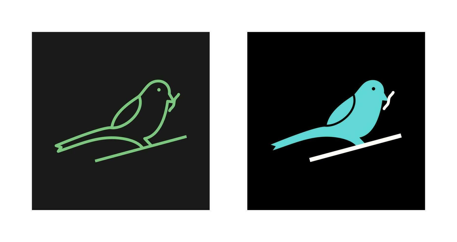 Bird Eating Worm Vector Icon