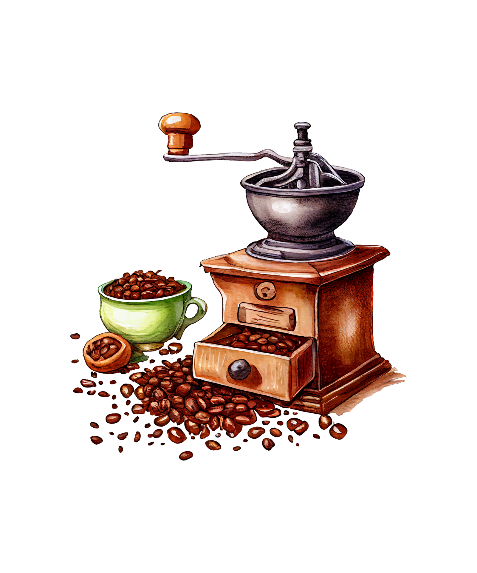 Vintage Coffee Watercolor Clipart ai generative 23948890 PNG