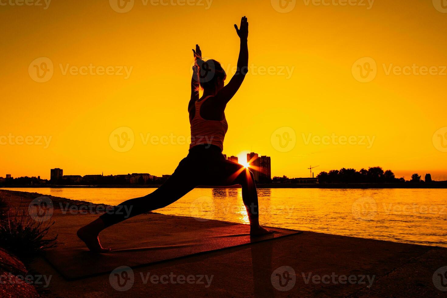 A woman doing physical exercises photo