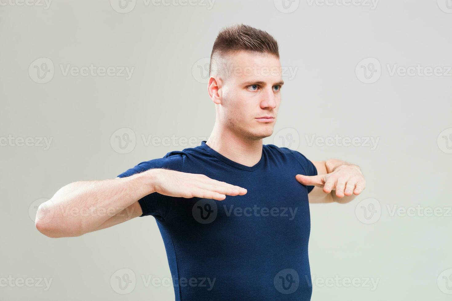 A man doing physical exercises photo