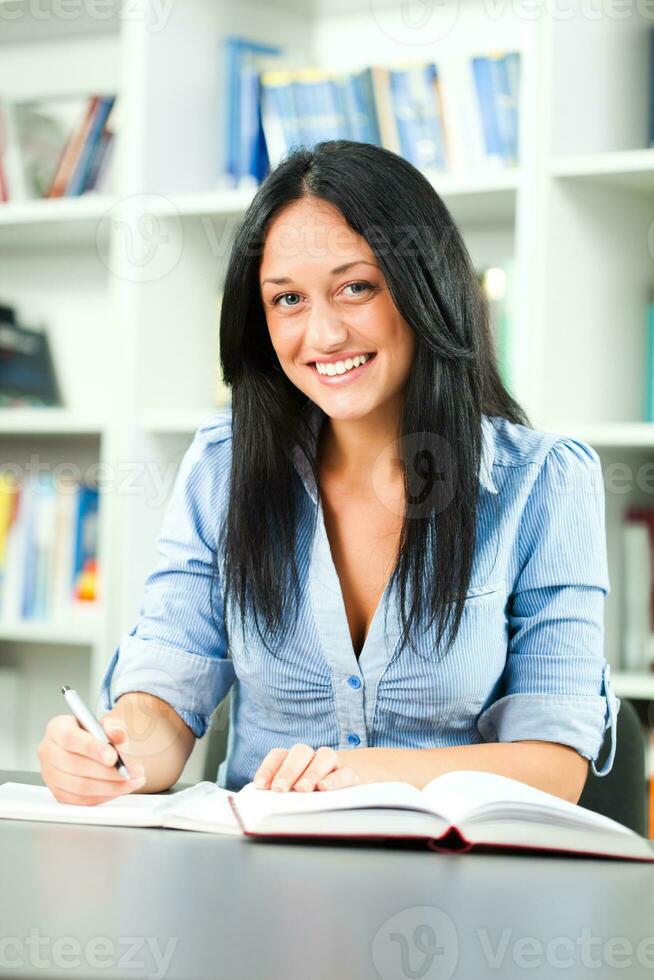 A woman at the library photo