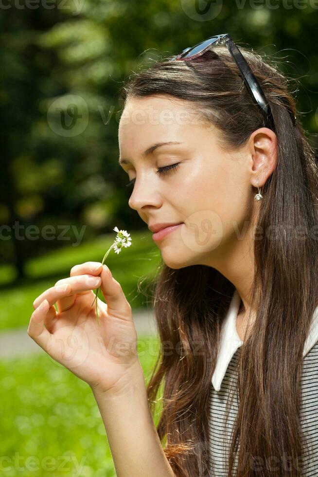 A woman spending time outdoors photo