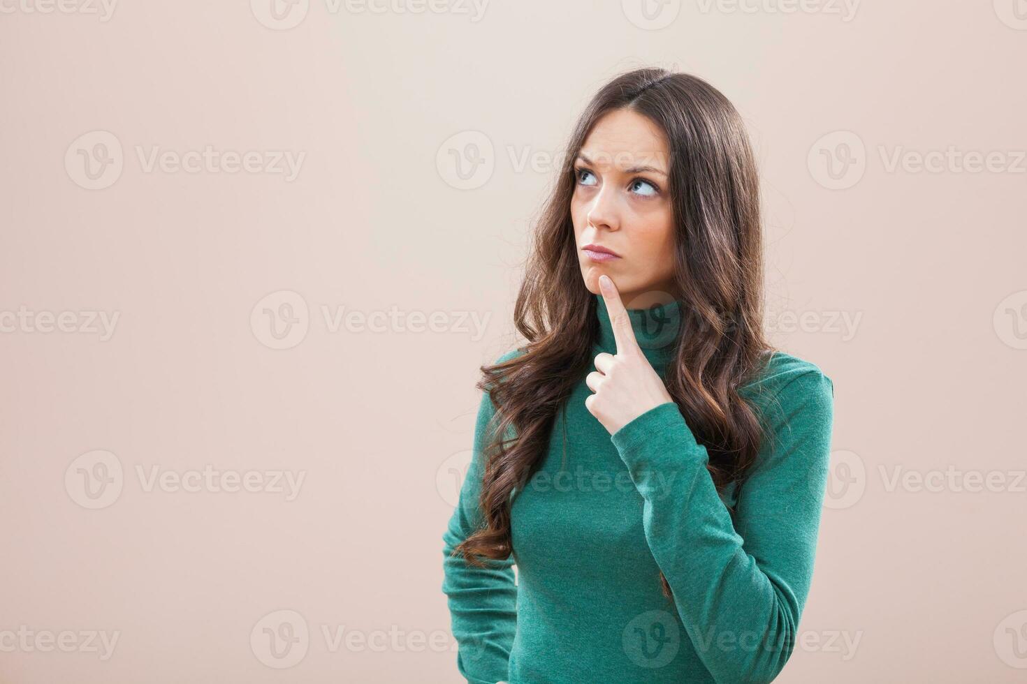 A woman with a green blouse photo