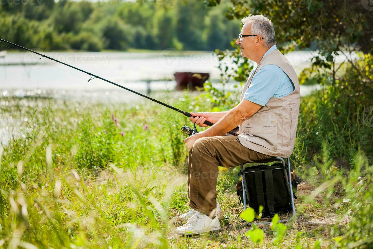 A senior man fishing photo