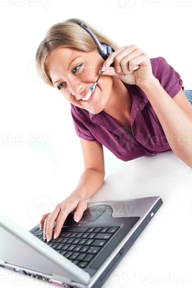 A woman using her laptop photo