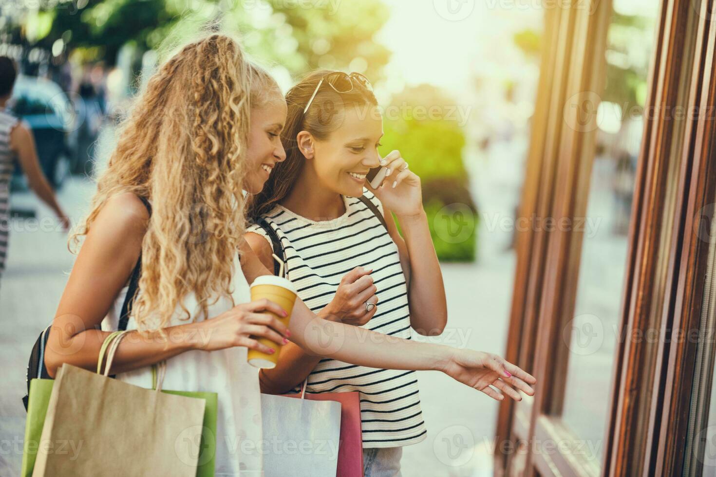 Friends spending time together in the city photo