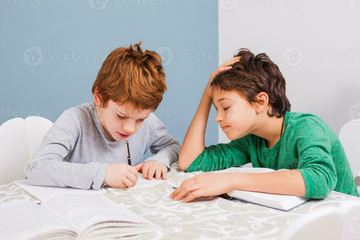 Kids doing homework photo