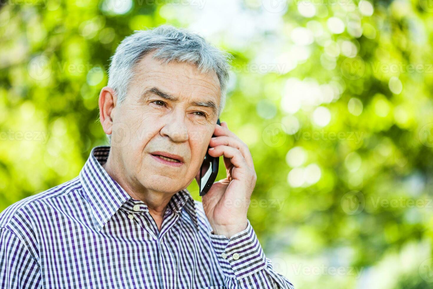 Portrait of a senior man on the park photo