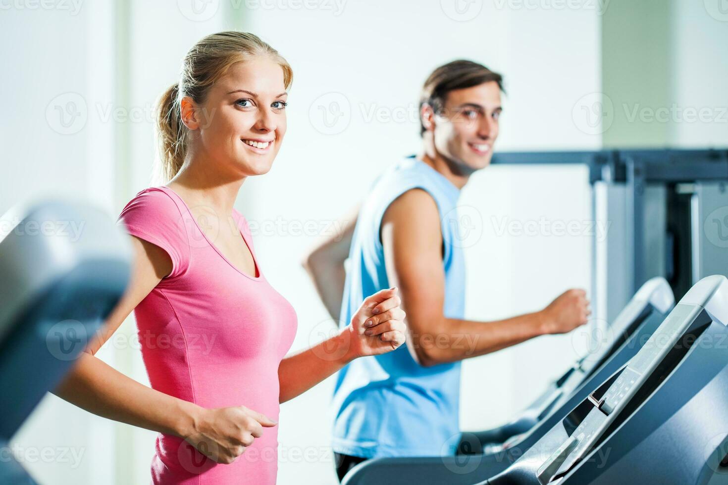 A couple doing physical exercises photo