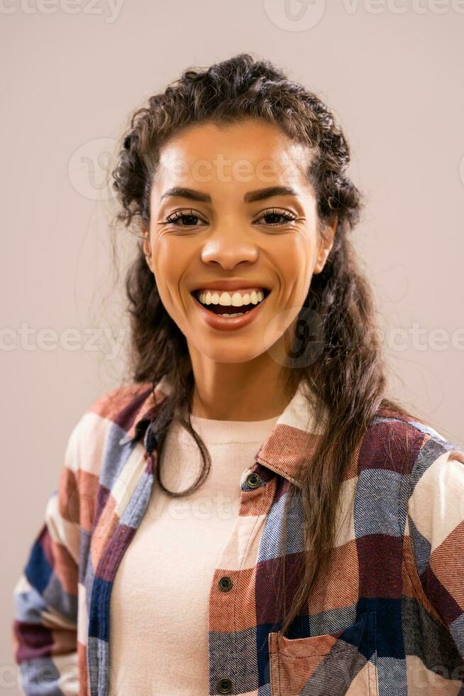 Portrait of a happy African American woman photo