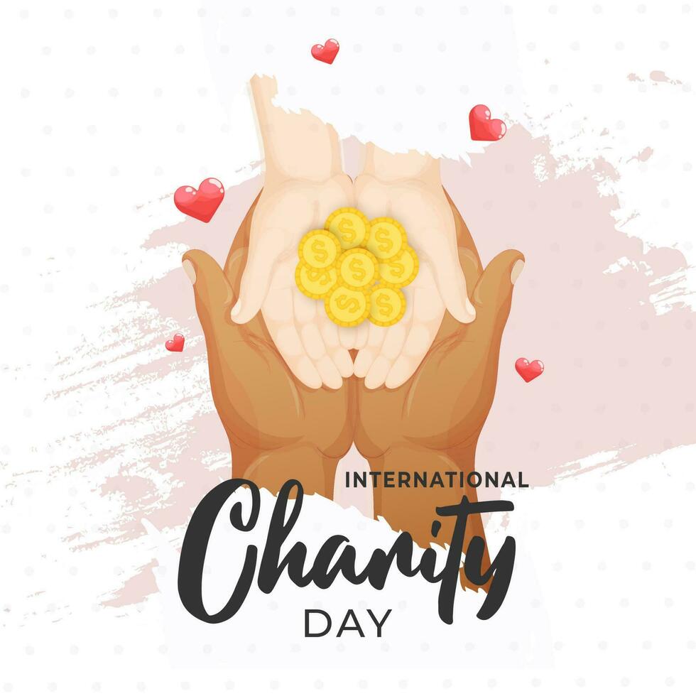 Vector illustration of money giving hands for International Charity Day poster or banner design.