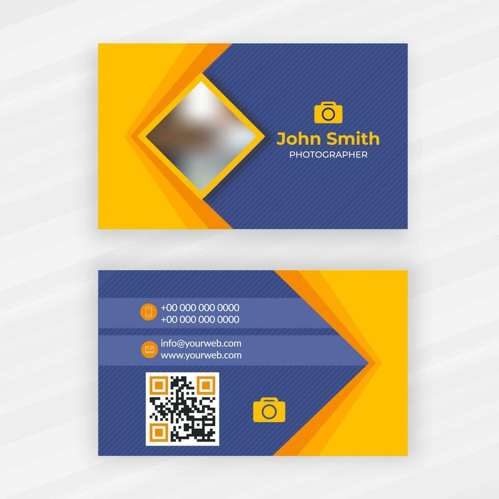 Front and back view of business card or visiting card design for Photographer. vector