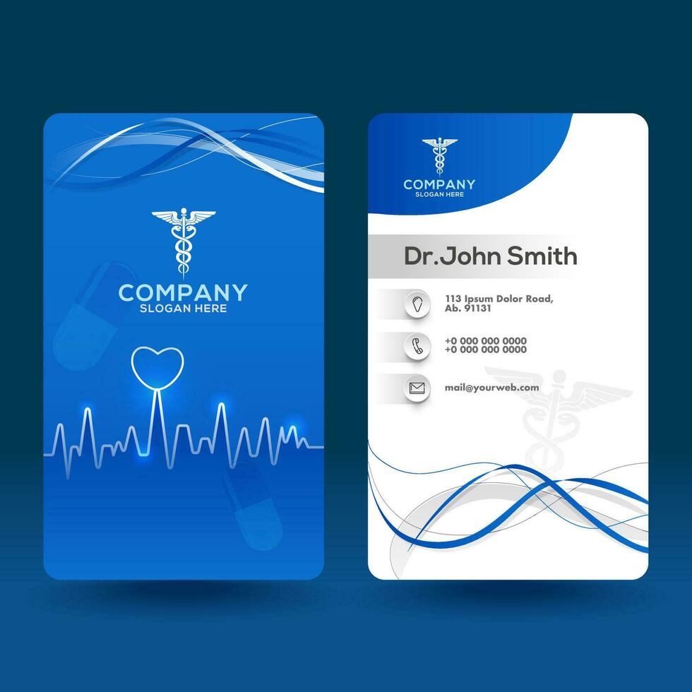 Modern simple business card set for Doctor of medicine. vector