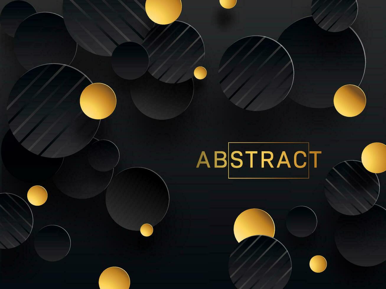 Black and Golden Paper Circle Abstract Background. vector