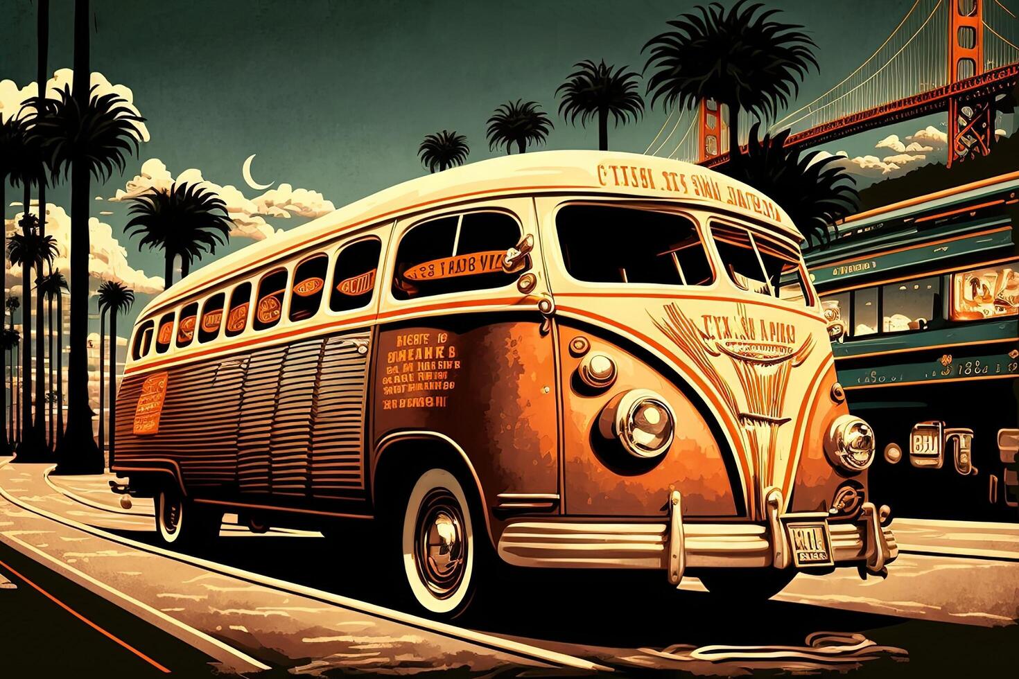 Art old style san francisco retro design Illustration photo