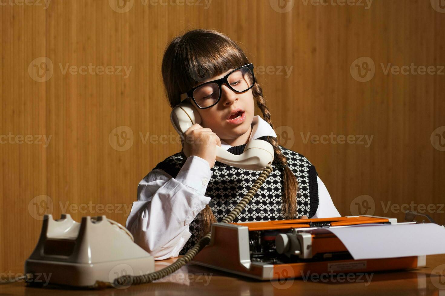 Portrait of a girl playing the role of a secretary photo