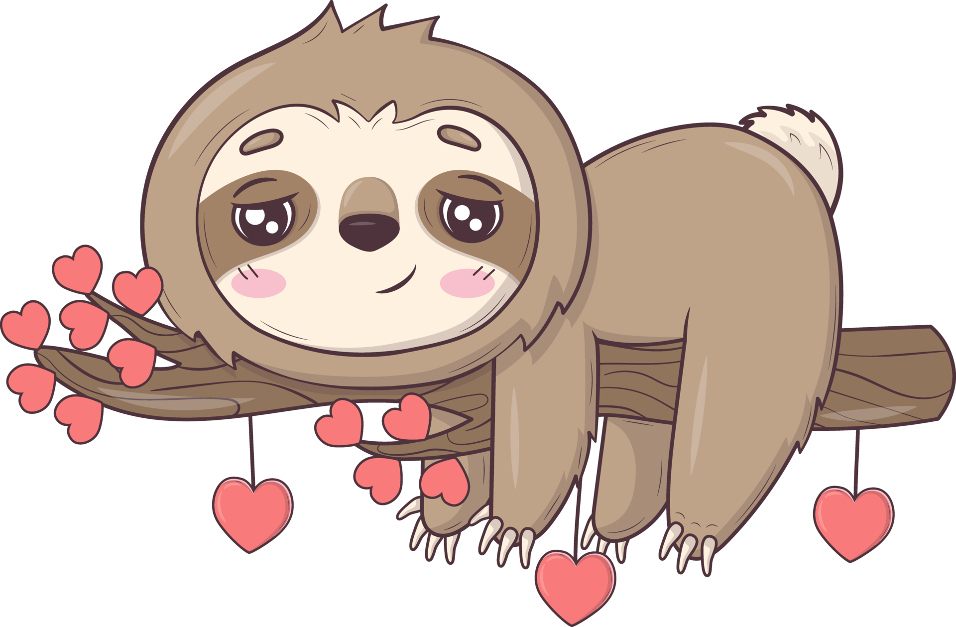 Cute sloth stickers Valentines day ai generative 23953098 PNG