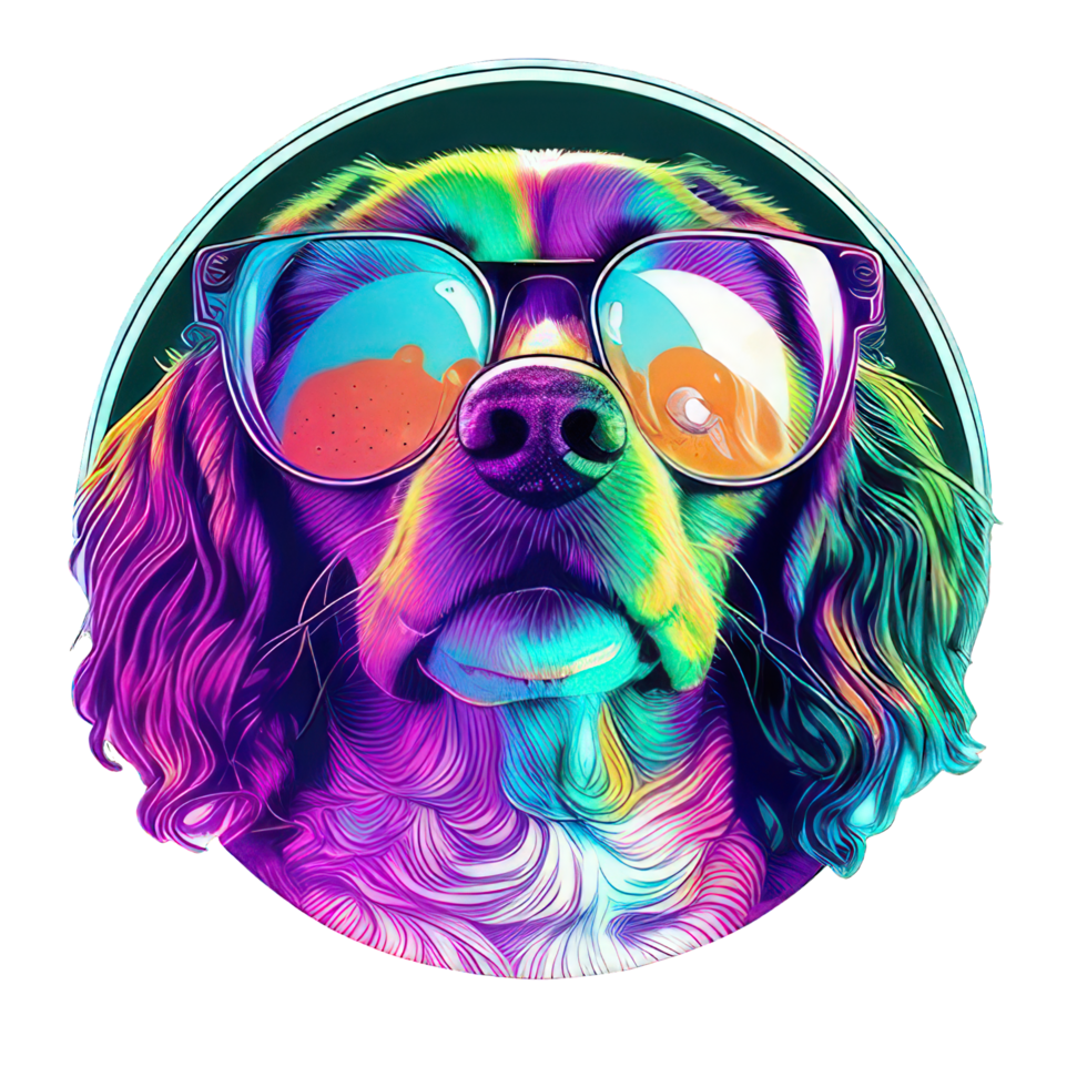 illustration graphique de coloré chien portant des lunettes de soleil isolé bien pour icône, mascotte, imprimer, conception élément ai génératif png