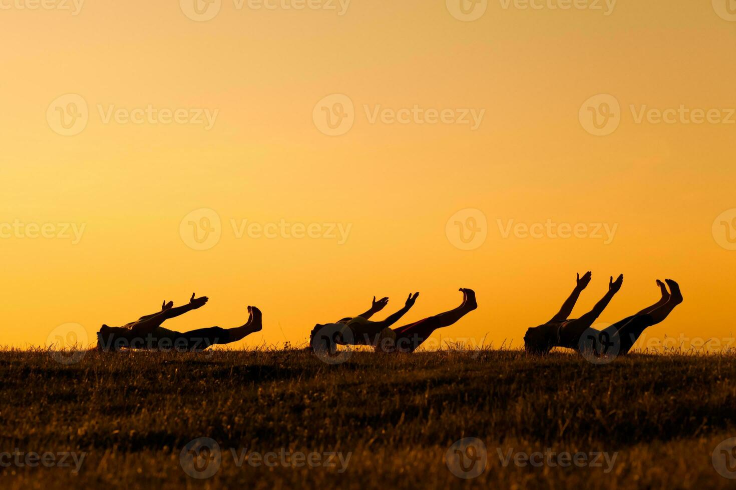 Women doing physical exercises photo