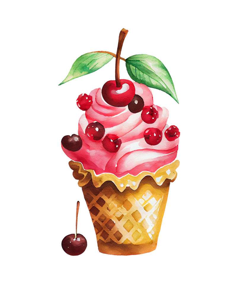 Cherry Ice Cream Cup watercolor ai generative 23953440 PNG