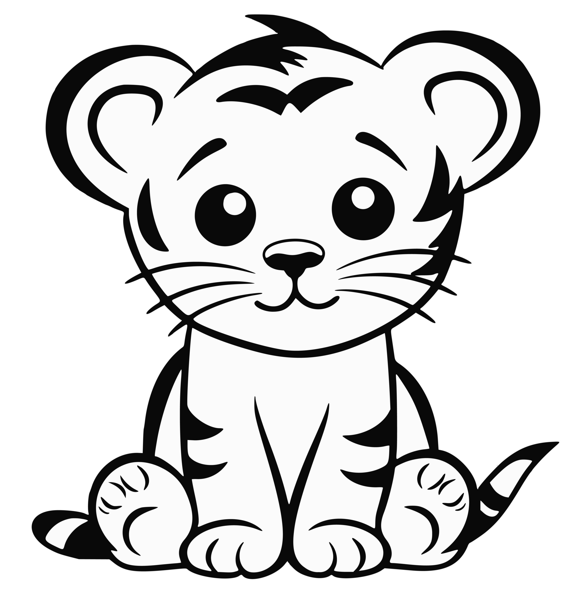 Baby Animal Coloring black and white coloring page for kids 23953497 PNG