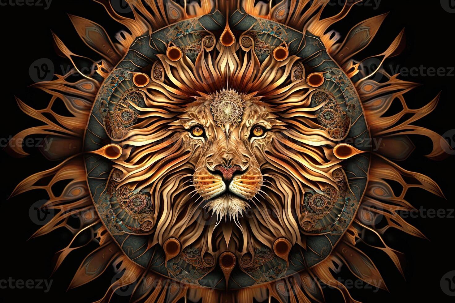 lion Animal mandala fractal illustration photo