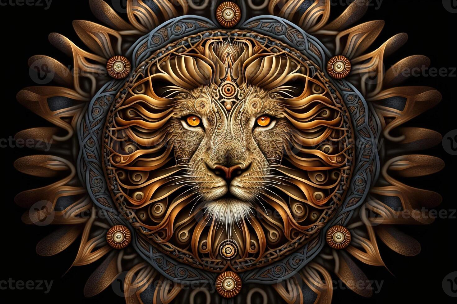 lion Animal mandala fractal illustration photo