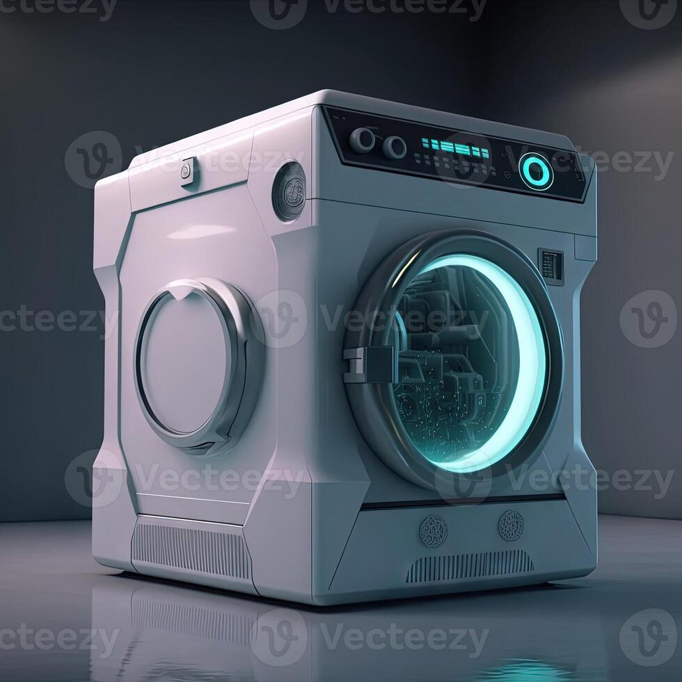 smart intelligent wireless washing machine of the future illustration