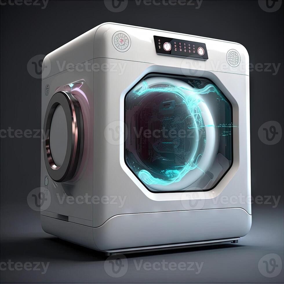 smart intelligent wireless washing machine of the future illustration photo