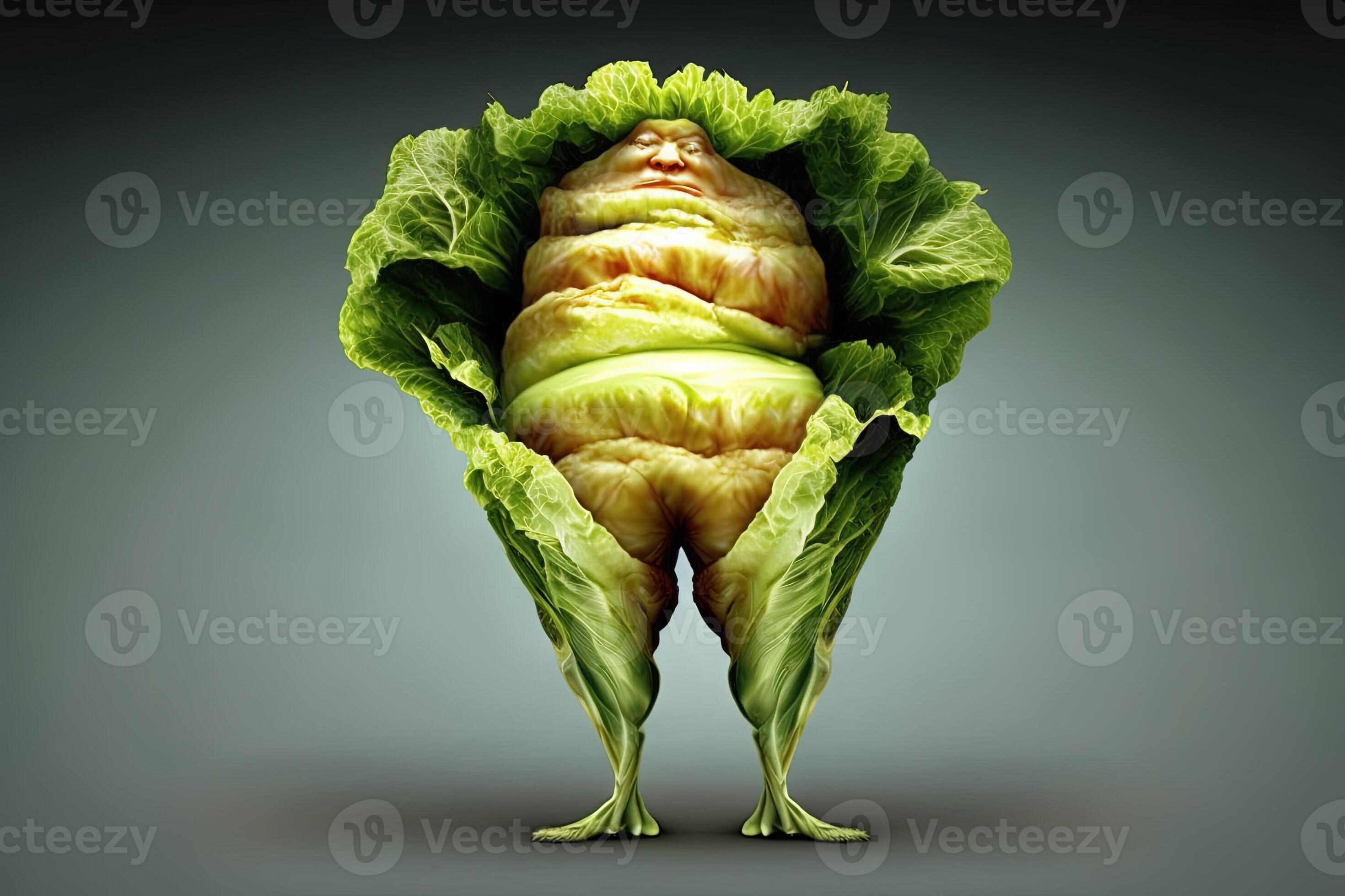 Lettuce Human shape vegetable Creative diet food healthy eating concept
