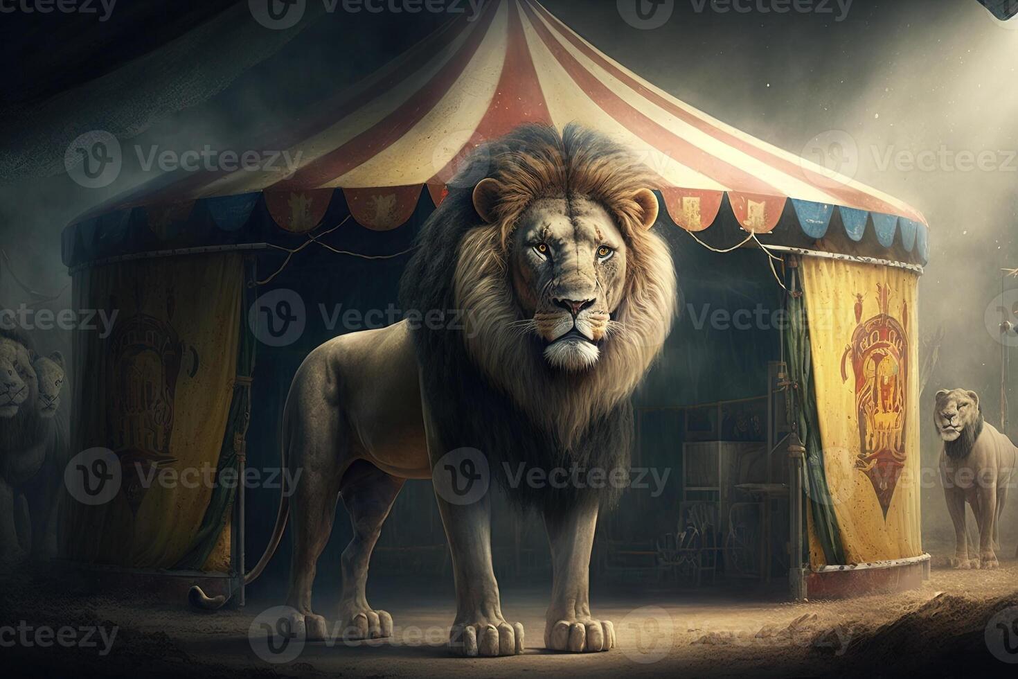 león circo animal ilustración generativo ai foto