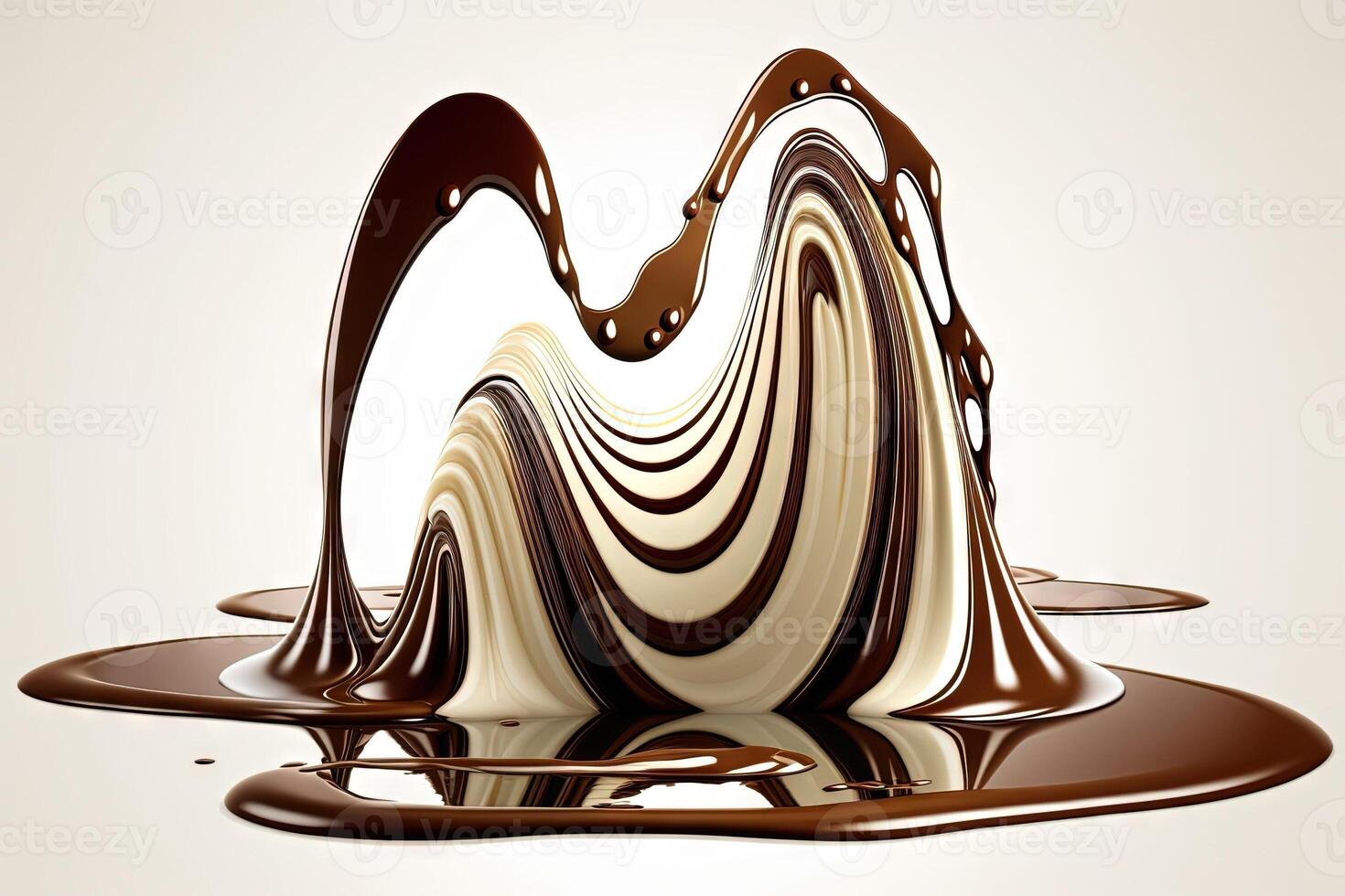 Liquid chocolate wave on white background illustration photo