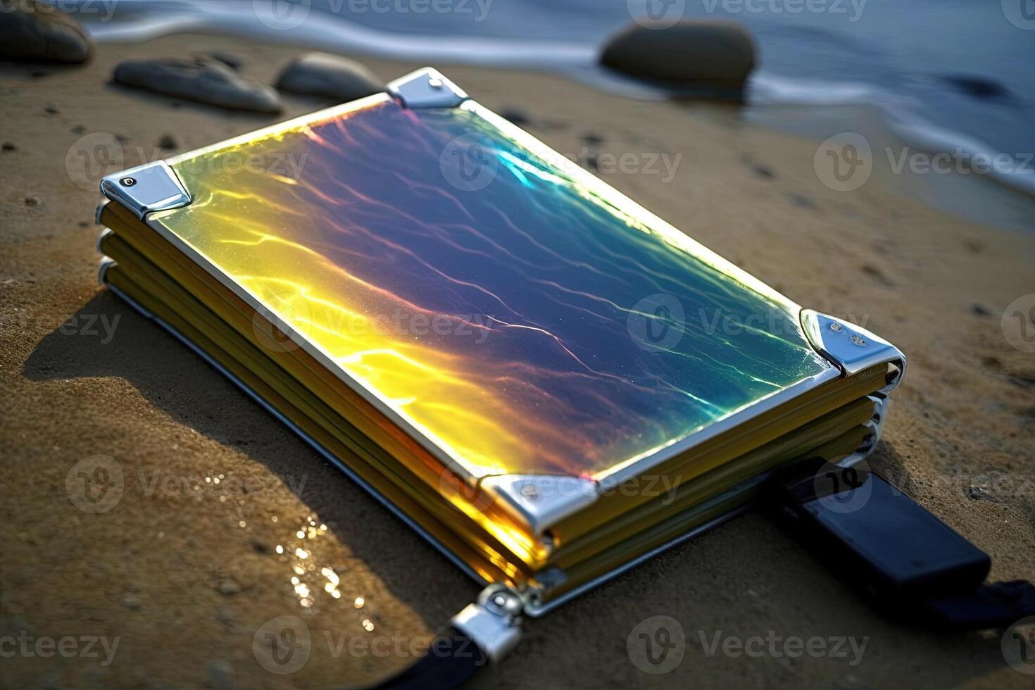 Liquid solar flexible charger portable device of the future giving unlimited power illustration photo