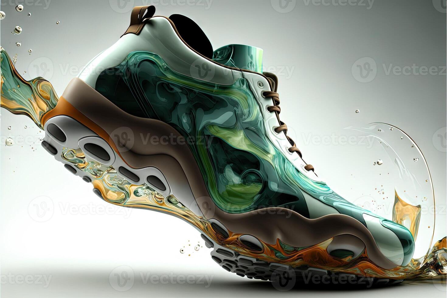 Liquid shoes of the future multiforming in all terrains illustration photo