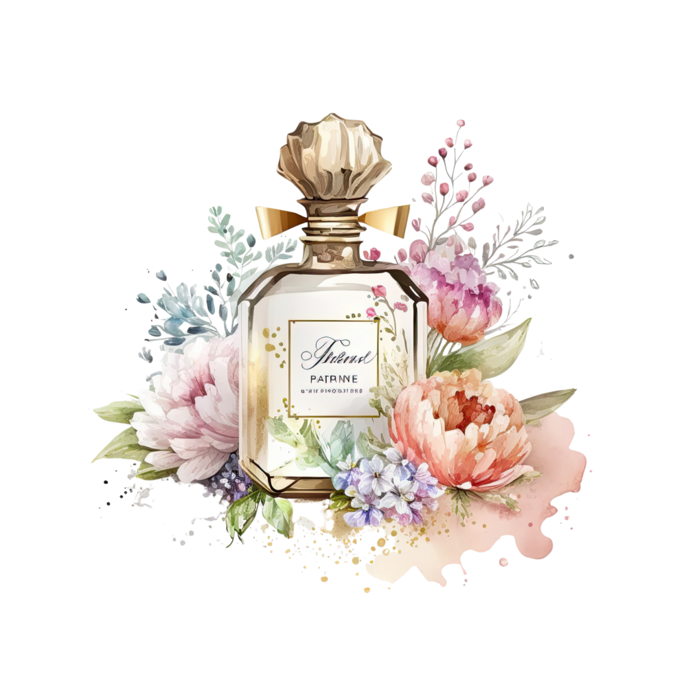 Vintage Perfume Bottles flowers Watercolor png