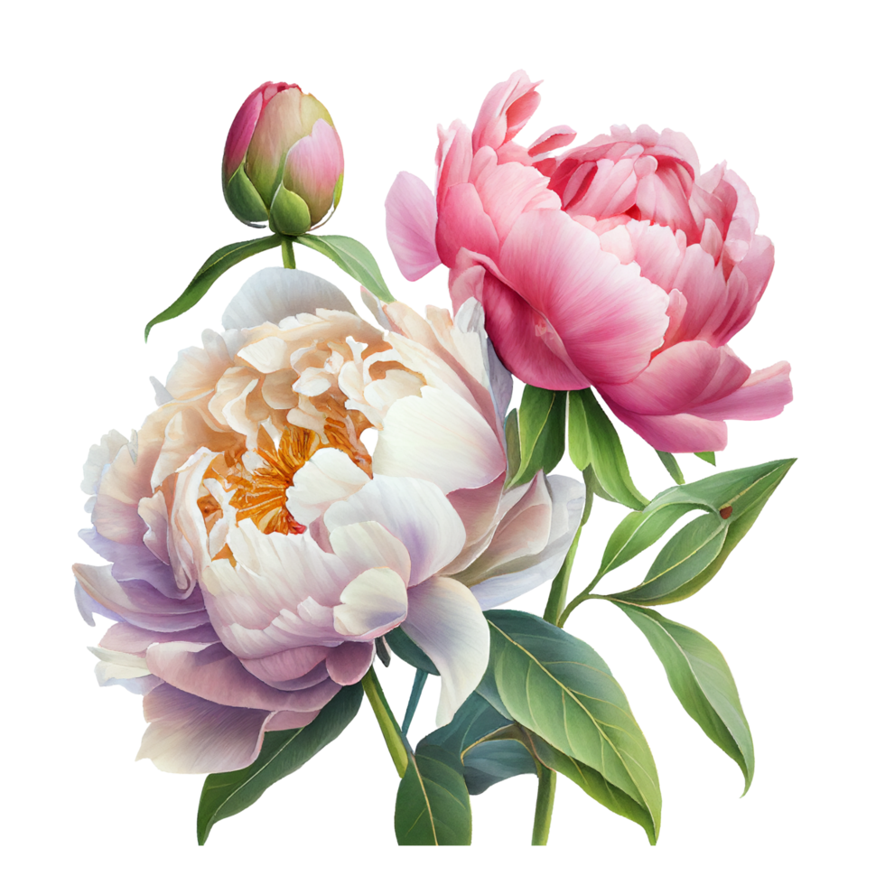 rosa bianca peonie clipart caldo rosa Rose, Barbie rosa ranuncolo, bianca peonia, buio orchidea, ortensia, avorio magnolia, garofano ai generativo png