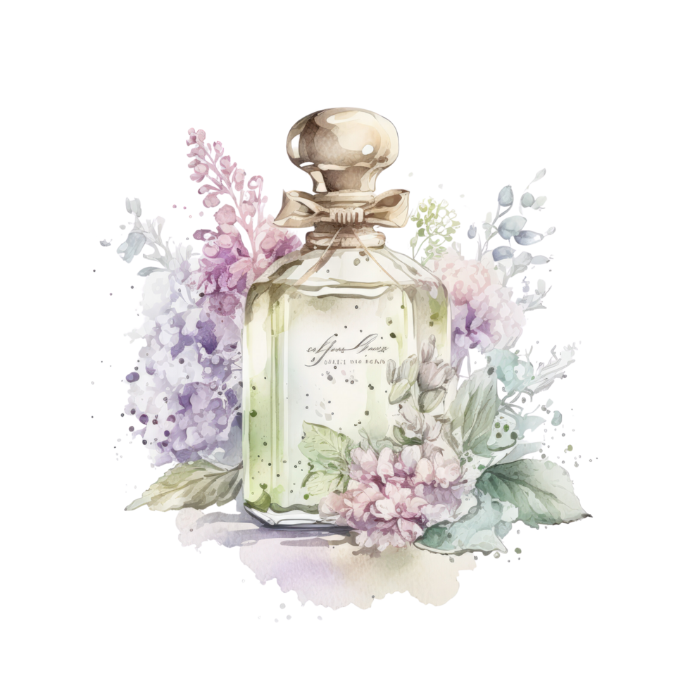 Vintage Perfume Bottles flowers Watercolor png