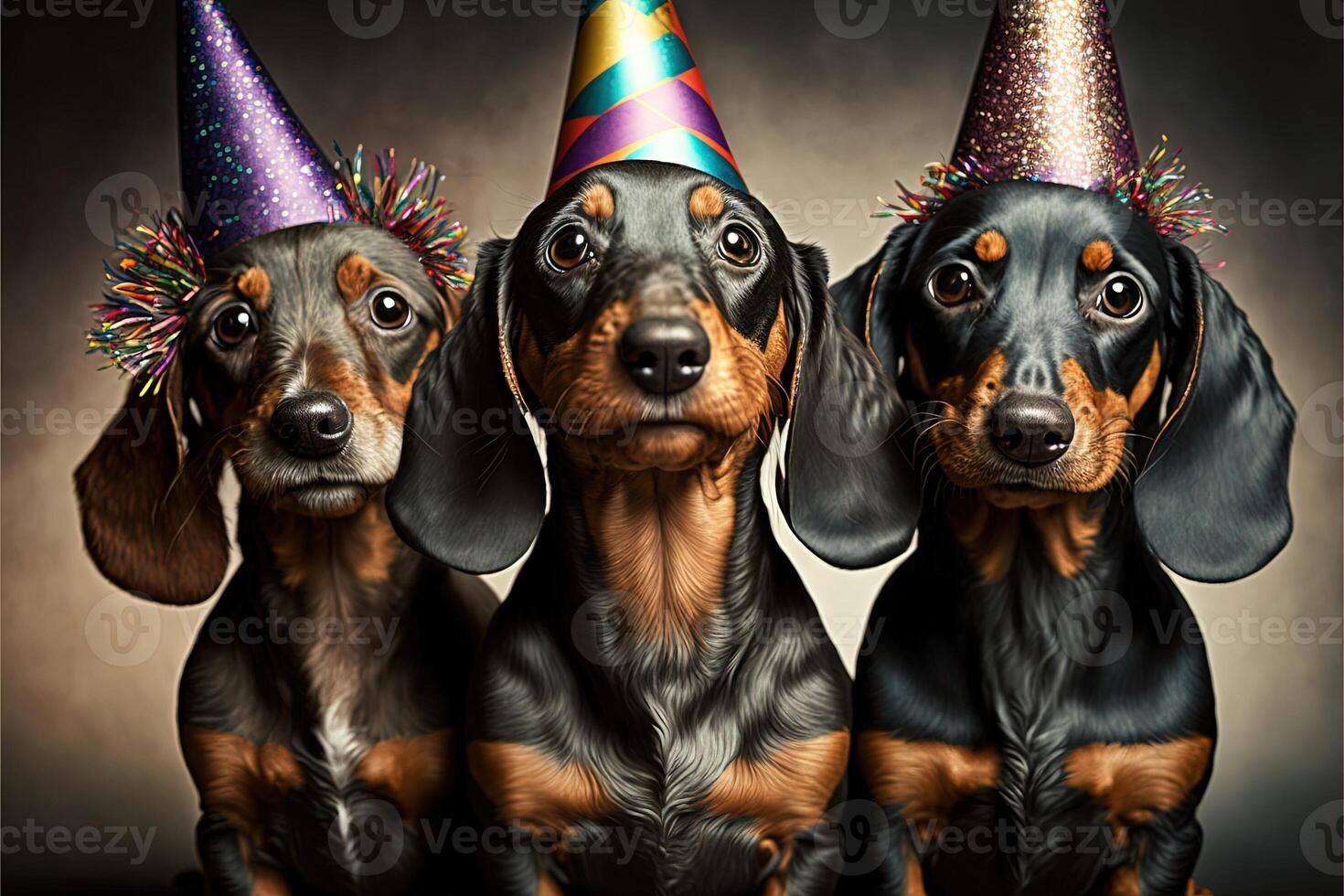 muchos linda perro tejonero perros celebrando nuevo año ilustración generativo ai foto