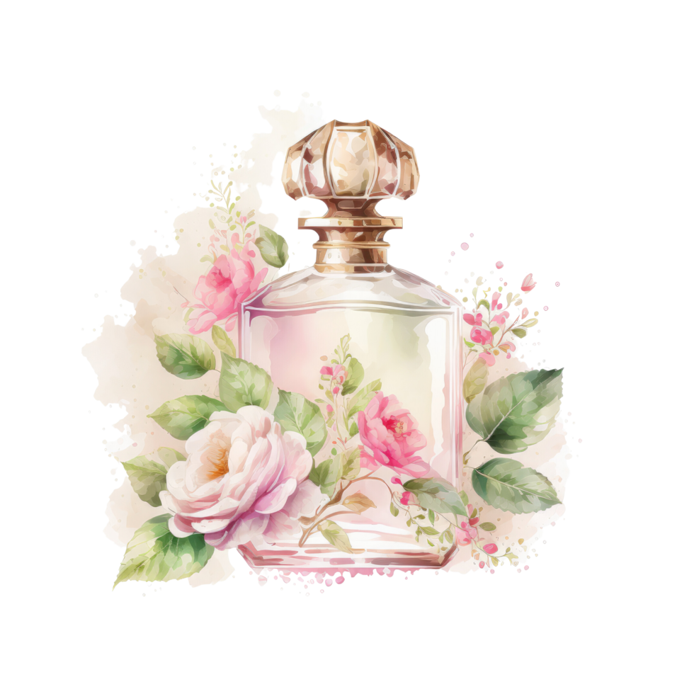 Vintage Perfume Bottles flowers Watercolor png