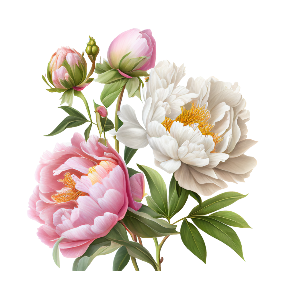 Pink White Peonies Clipart Hot pink roses, barbie pink ranunculus, white peony, dark orchid, hydrangea, ivory magnolia, carnation png