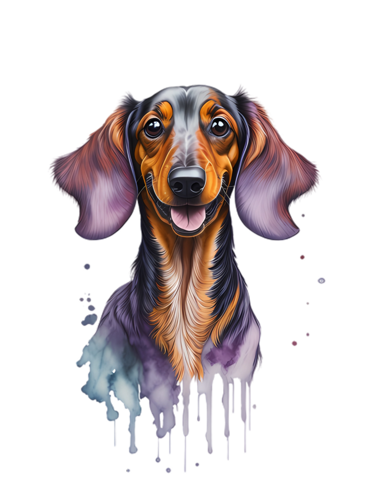 watercolor dog characters design collection with flat color in different poses png