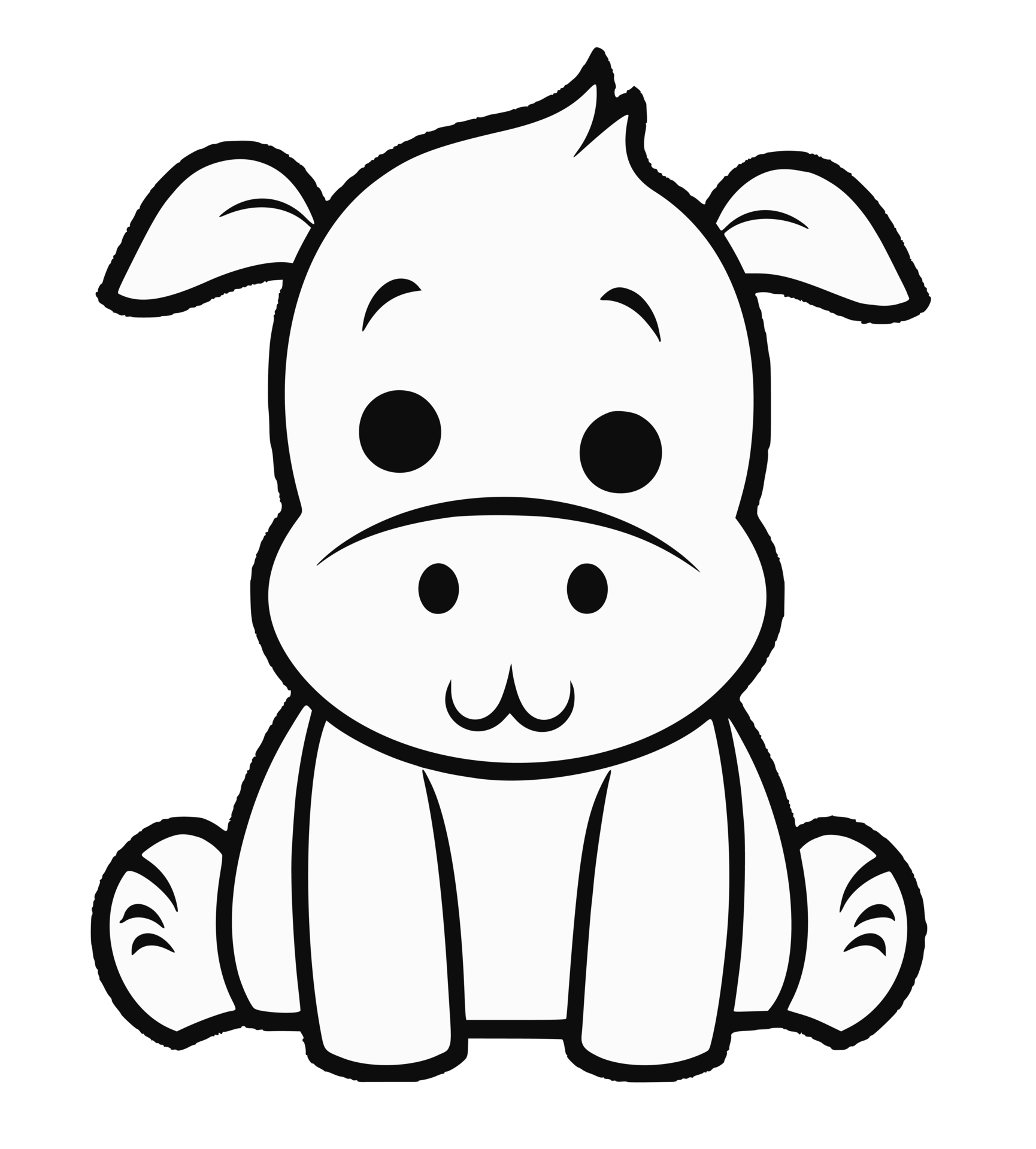 Baby Animal Coloring black and white coloring page for kids 23954308 PNG