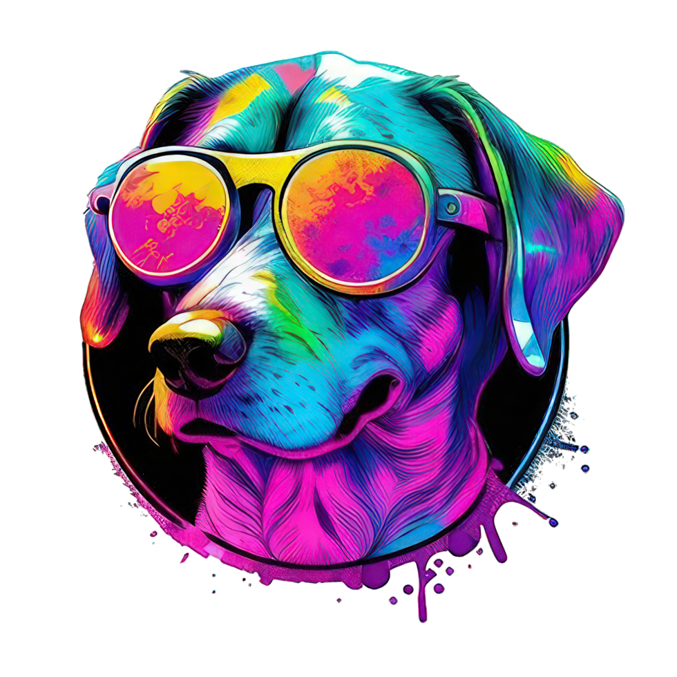 illustration graphique de coloré chien portant des lunettes de soleil isolé bien pour icône, mascotte, imprimer, conception élément ai génératif png