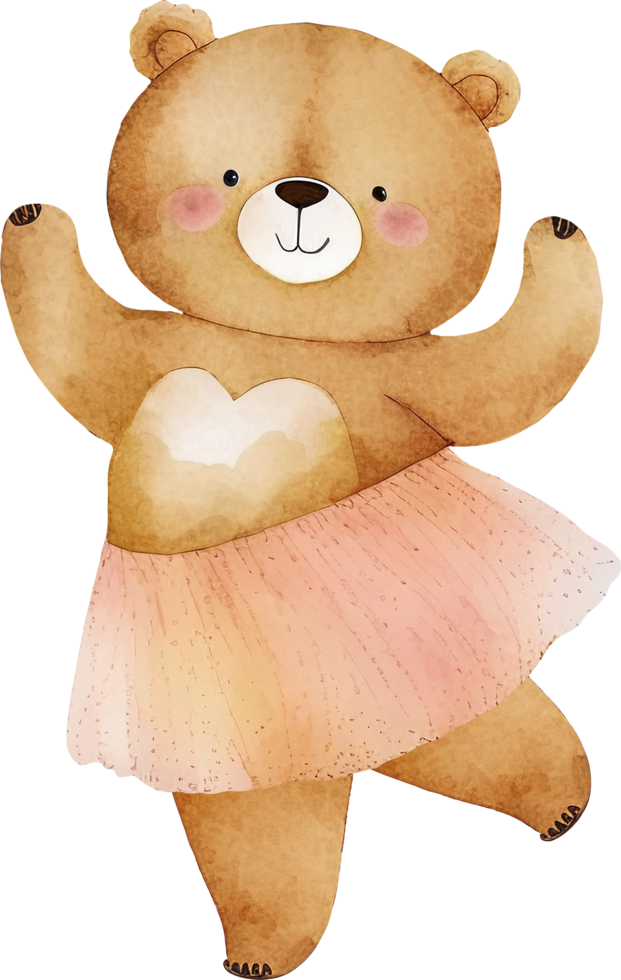 watercolor bear party clipart png