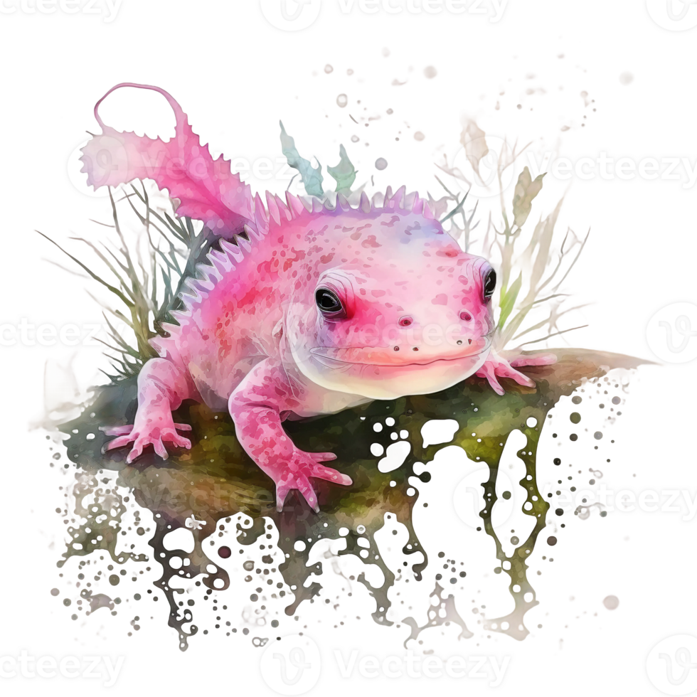 Axolotl watercolor illustration, png