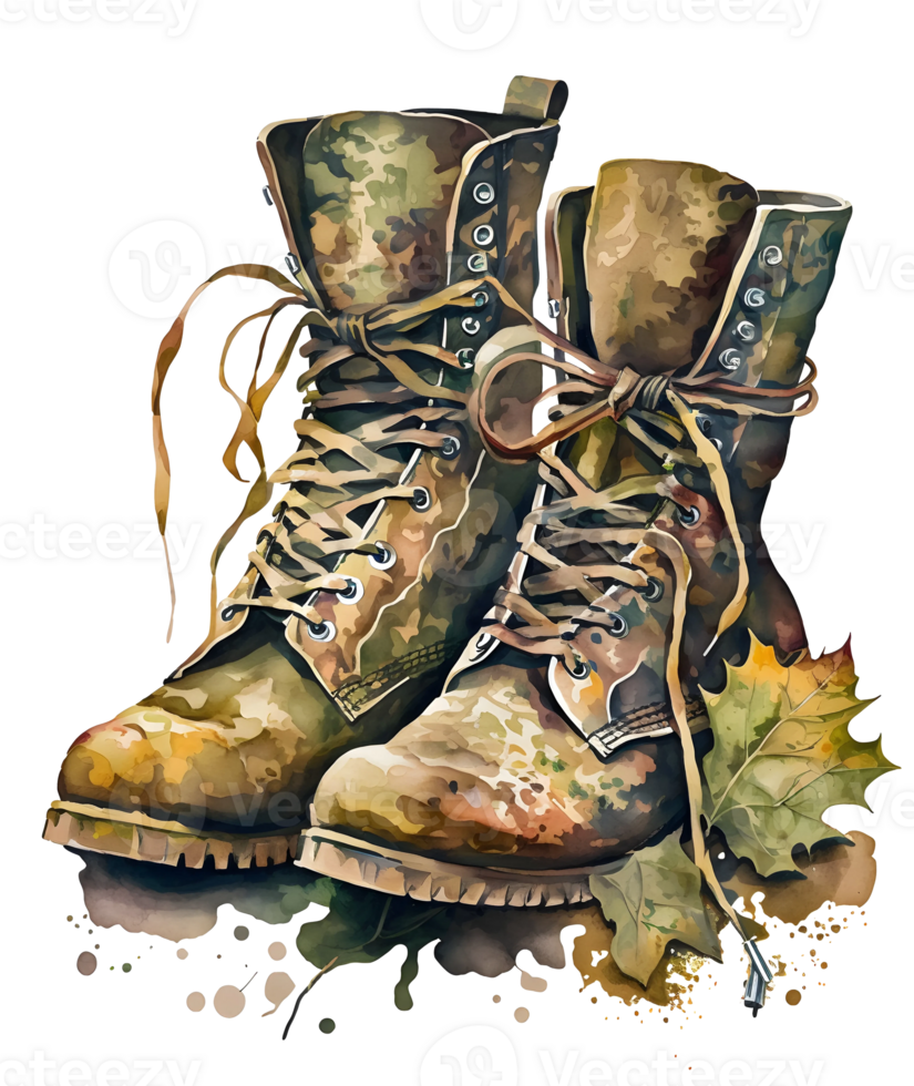 Veteran boots patriotic 4th of July watercolor, png