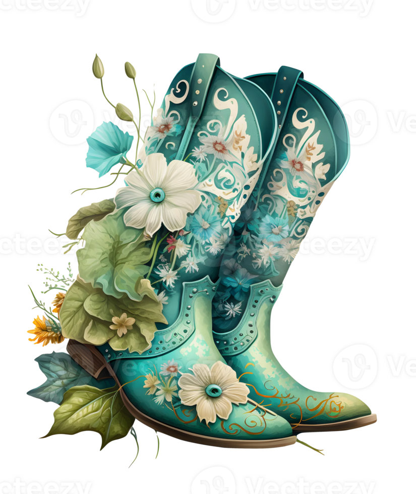 western cowboy boots watercolor, png