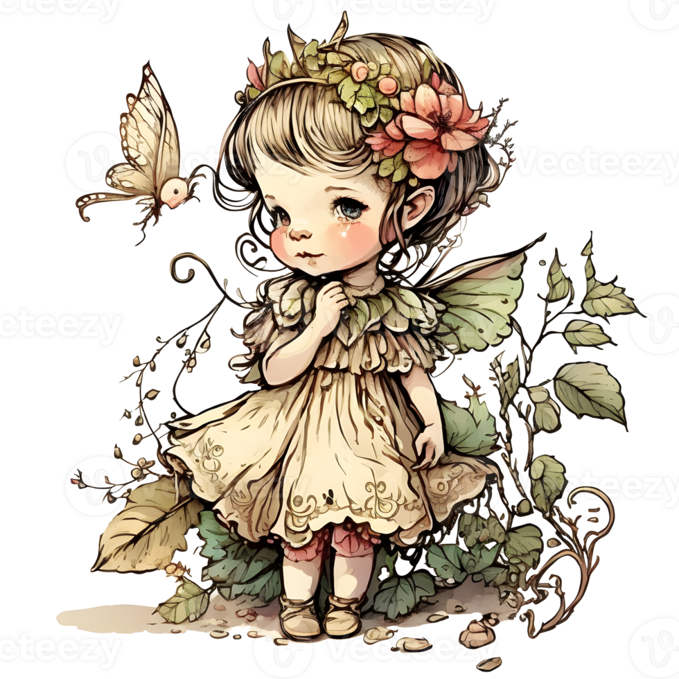 Vintage Spring Fairy Floral Vibes Watercolor Clipart, png