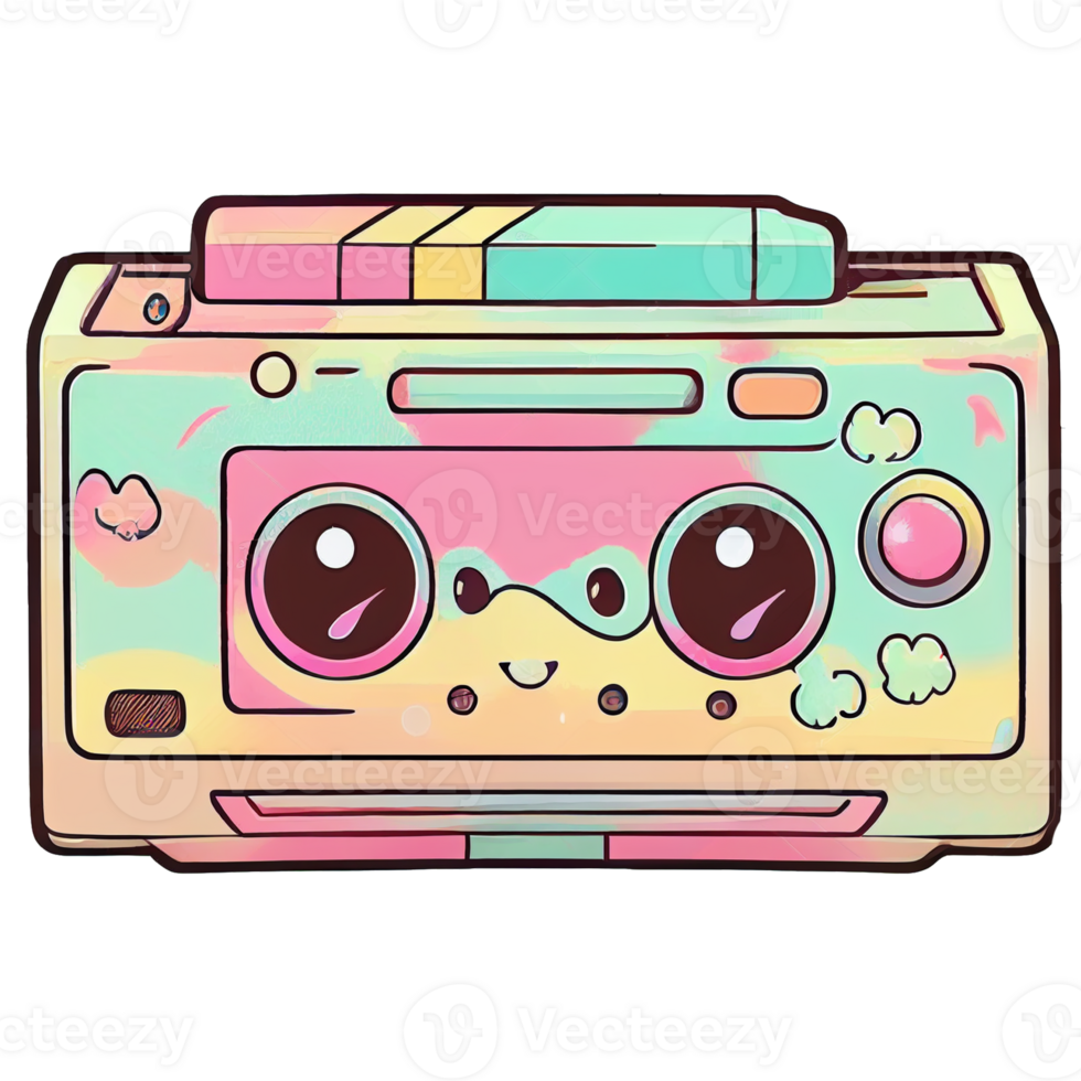 Vintage kawaii tape, nostalgic 80s sticker, png