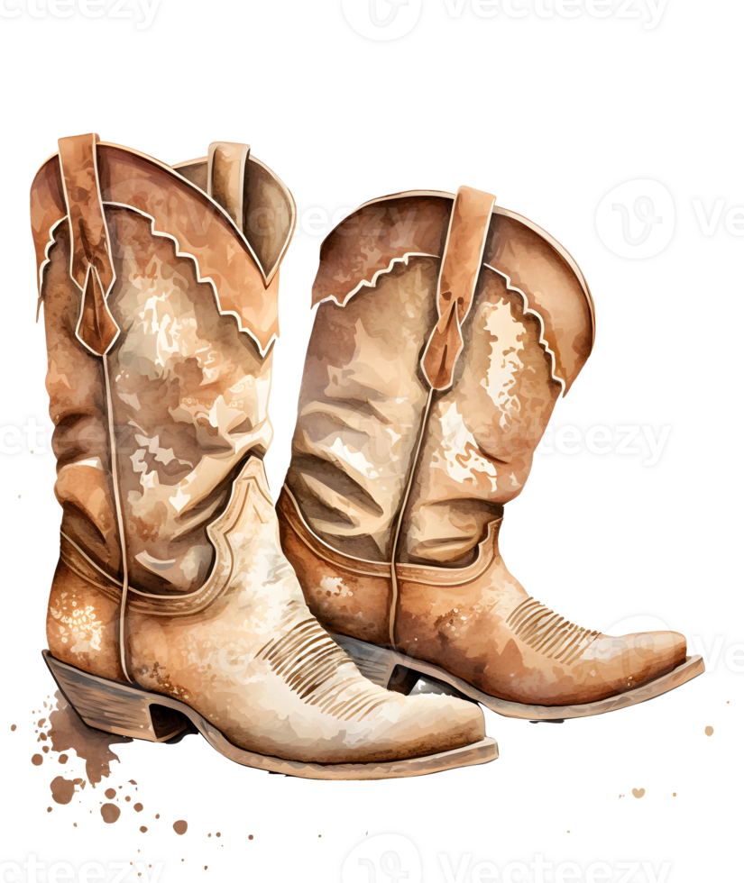 Western Cowboy Stiefel Aquarell, ai generativ png